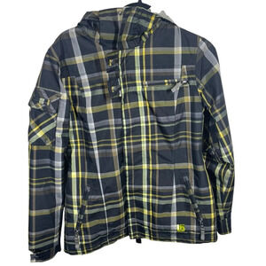 Burton dream dry ride women’s snowboarding jacket yellow plaid medium thermal